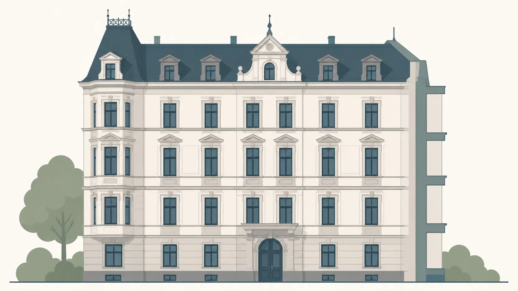 Gründerzeithaus vor 1918 mit massiver Ziegelfassade und Kastenfenstern