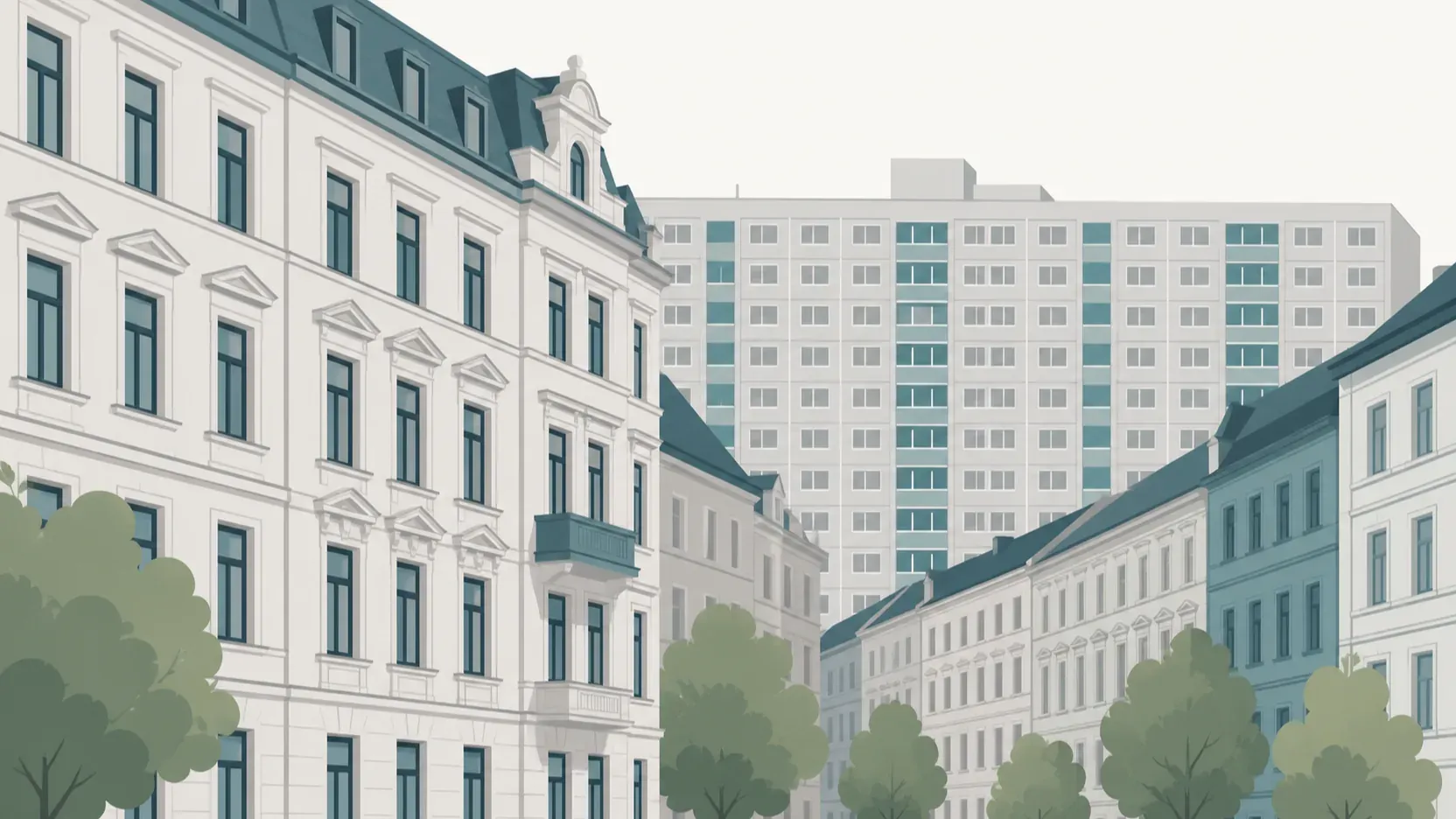 Gründerzeitbauten und Plattenbau in Sachsen, typischer Gebäudebestand